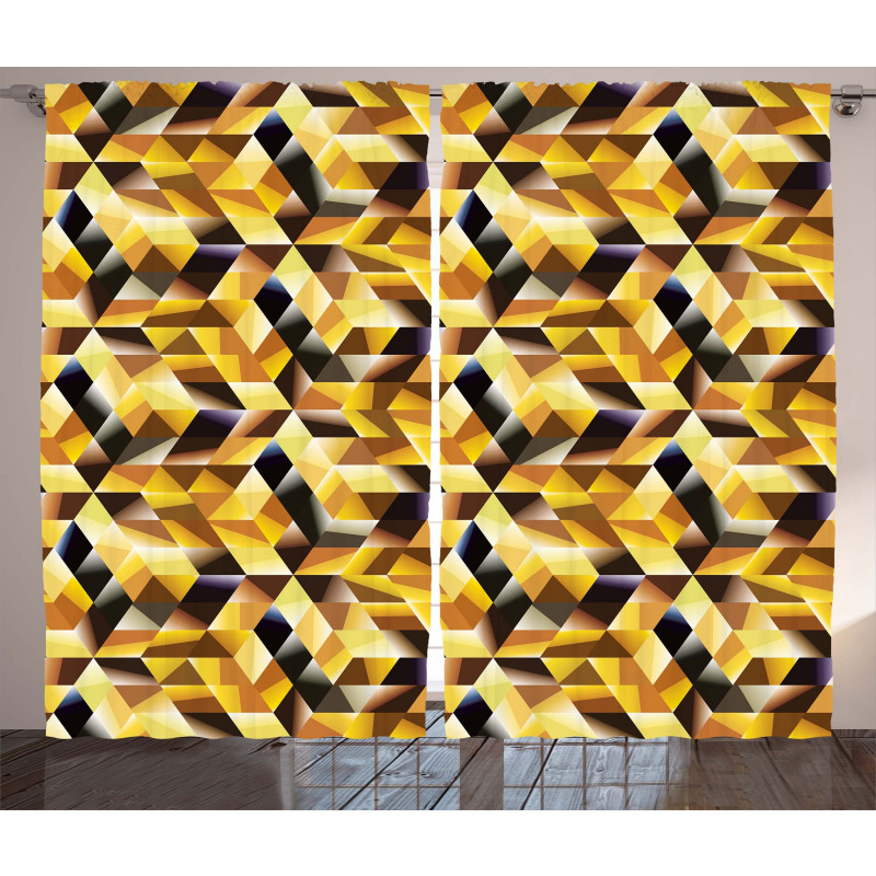 Graphic Cubes Blocks Curtain