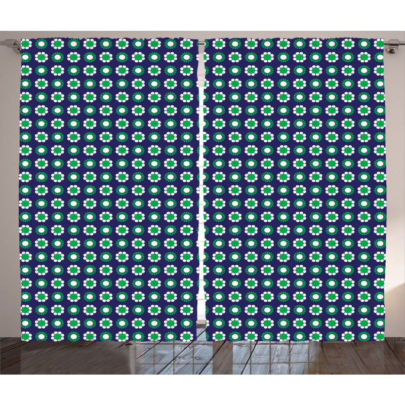 Floral and Round Dots Curtain