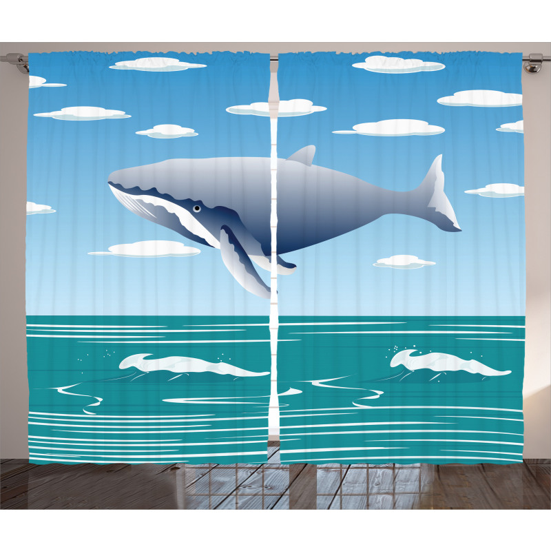 Cartoon Ocean Whale Curtain