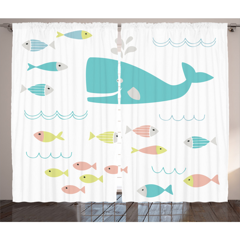 Geometric Whale Fish Curtain