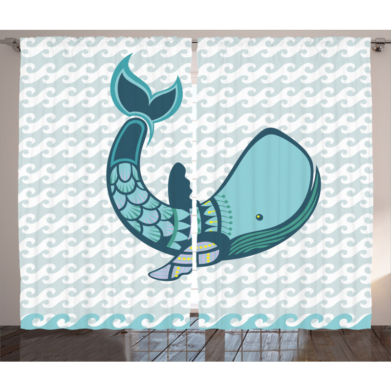 Happy Smiley Whale Curtain