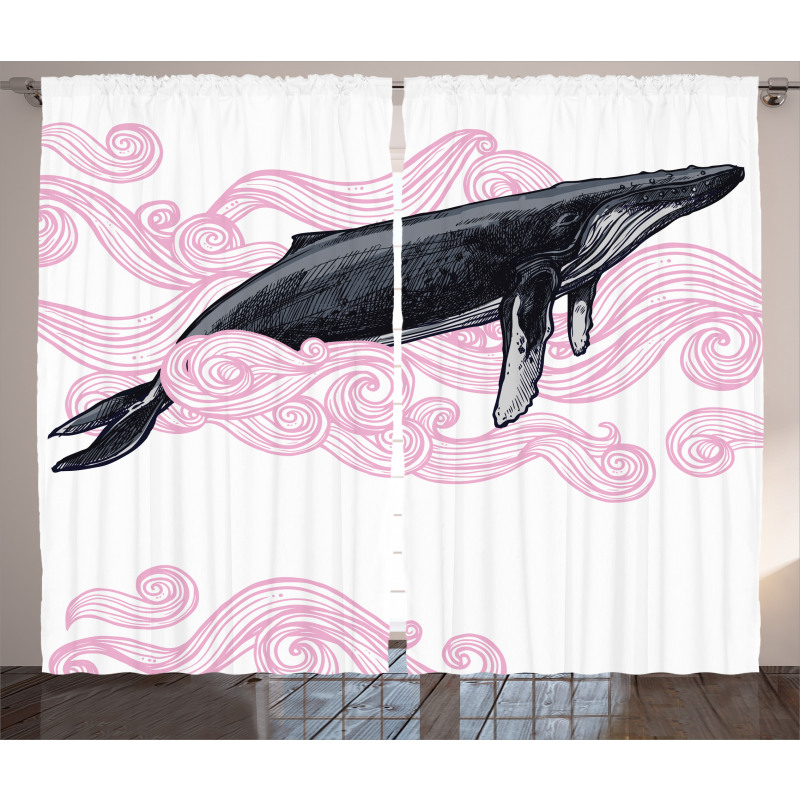 Striped Dreamy Whale Curtain