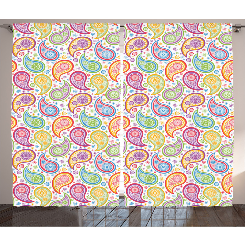 Colored Pattern Flower Curtain