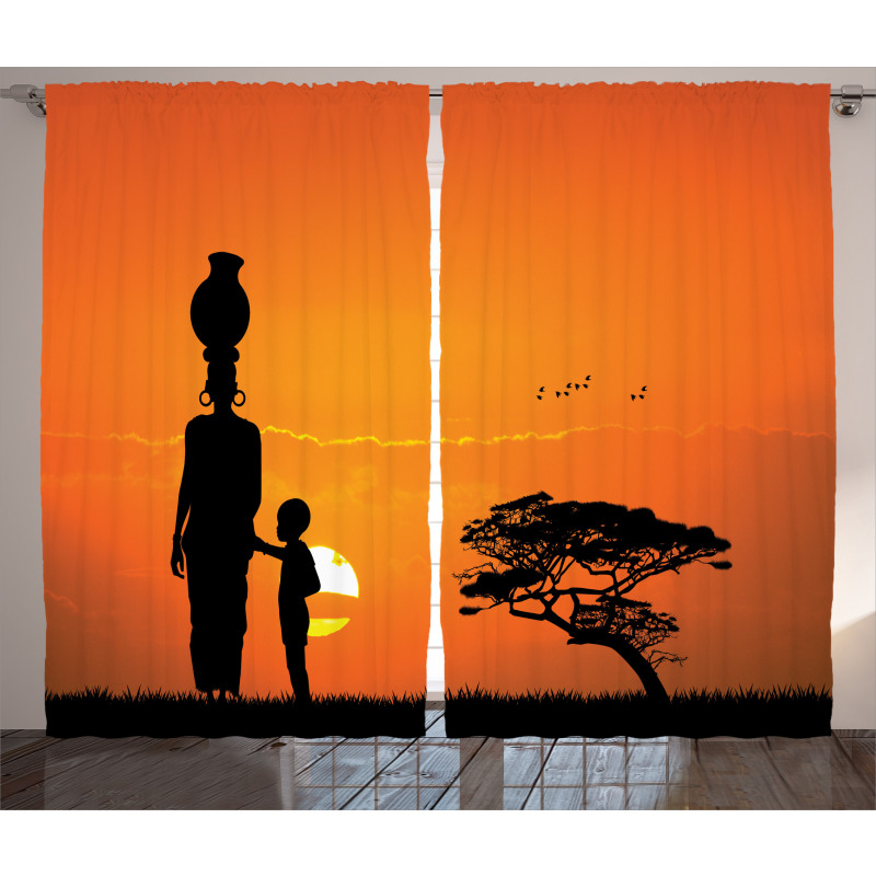 Child and Mother in Desert Curtain