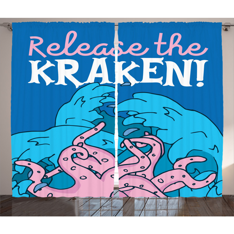 Kraken Motivation Words Curtain