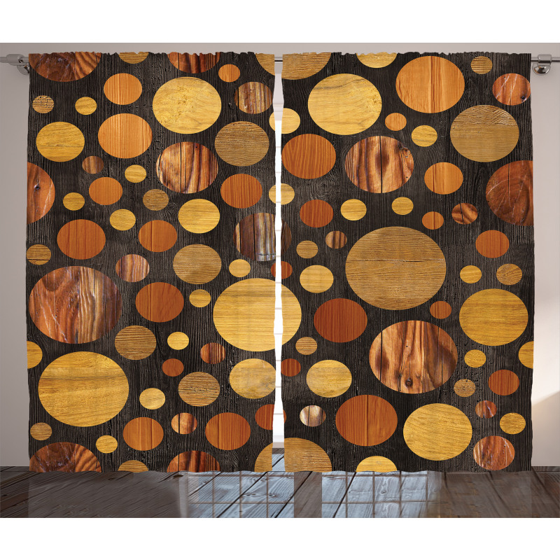 Brown Abstract Circles Curtain