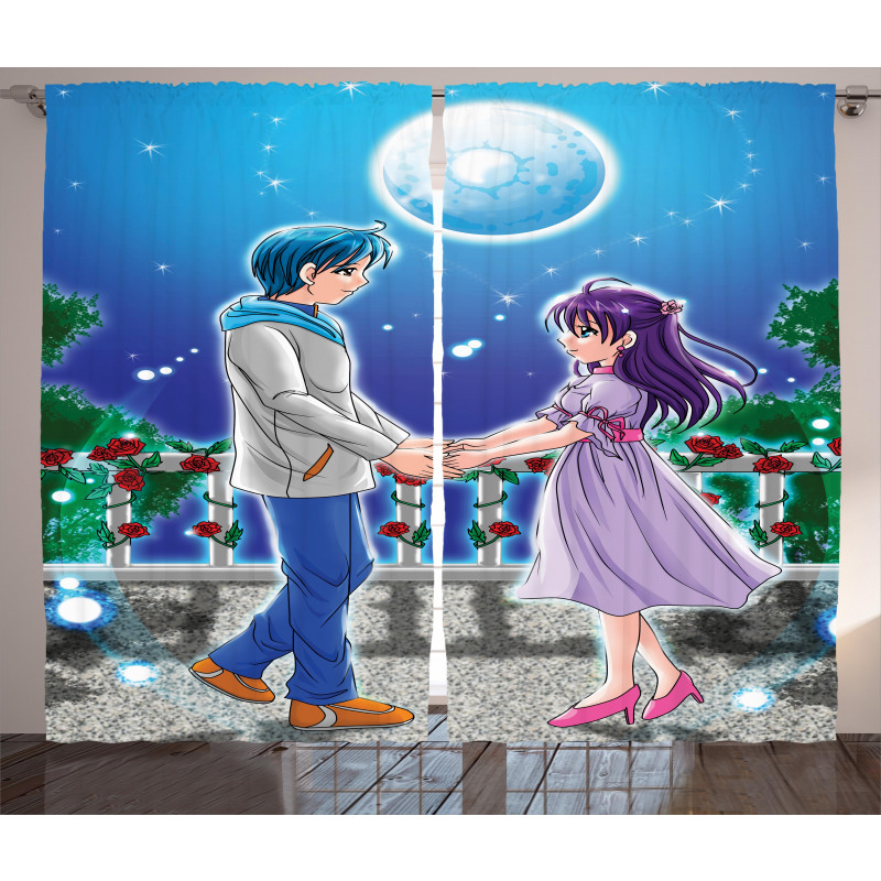 Romantic Manga Couple Curtain