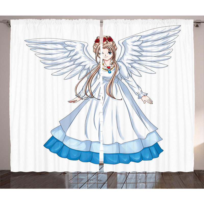 Cartoon with Angel Wings Curtain