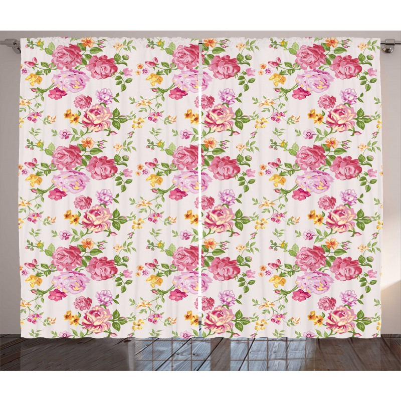 Spring Wild Roses Blooming Curtain