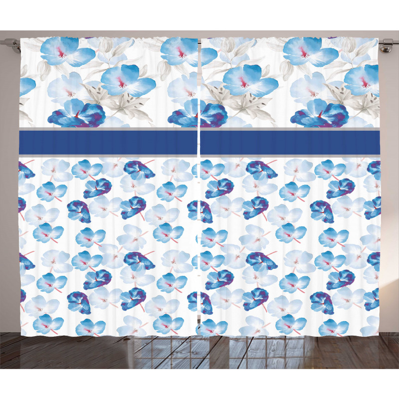 Watercolor Art Tropical Petals Curtain