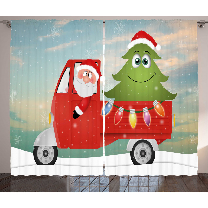 Santa Vintage Truck Curtain