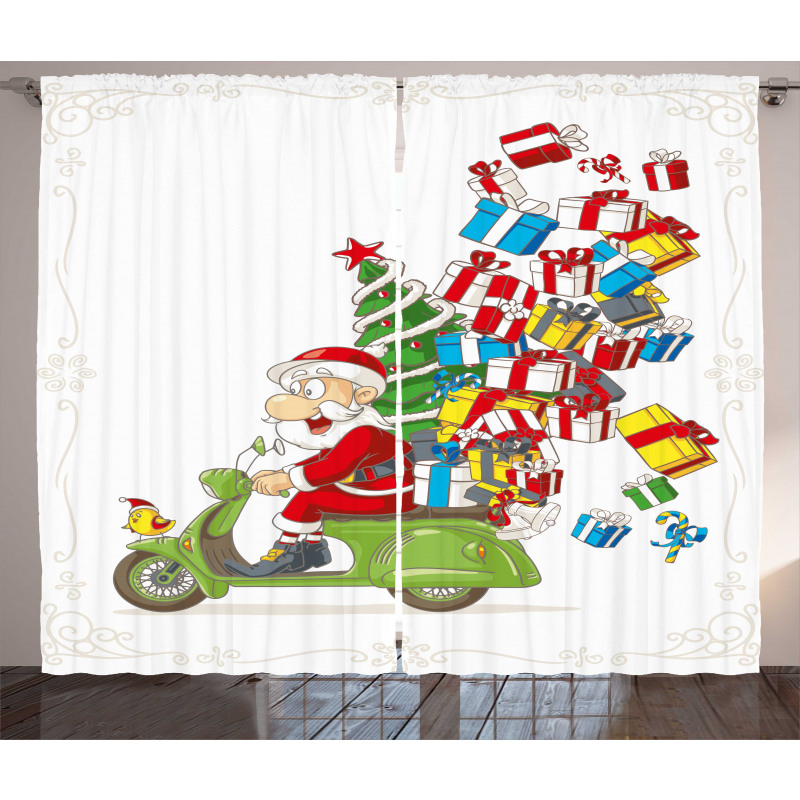 Santa on Motorbike Curtain
