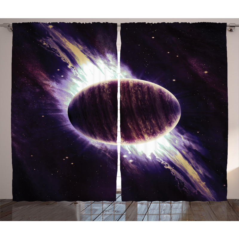Trippy Planet Cosmos Curtain