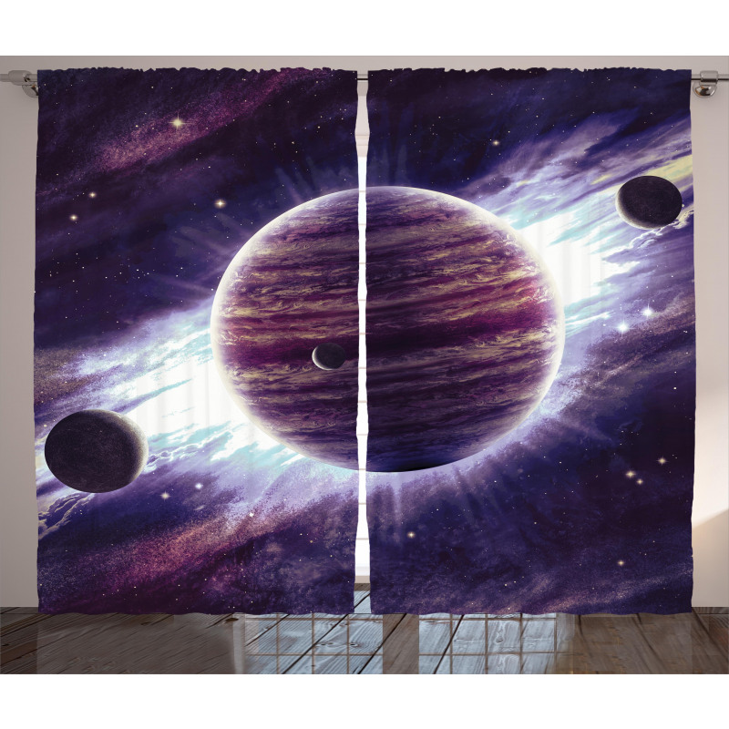 Outer Space Planets Mars Curtain