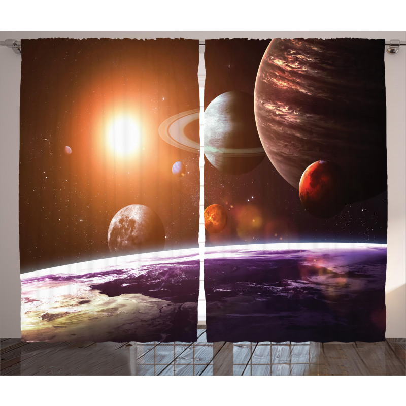 Space View Solar System Curtain