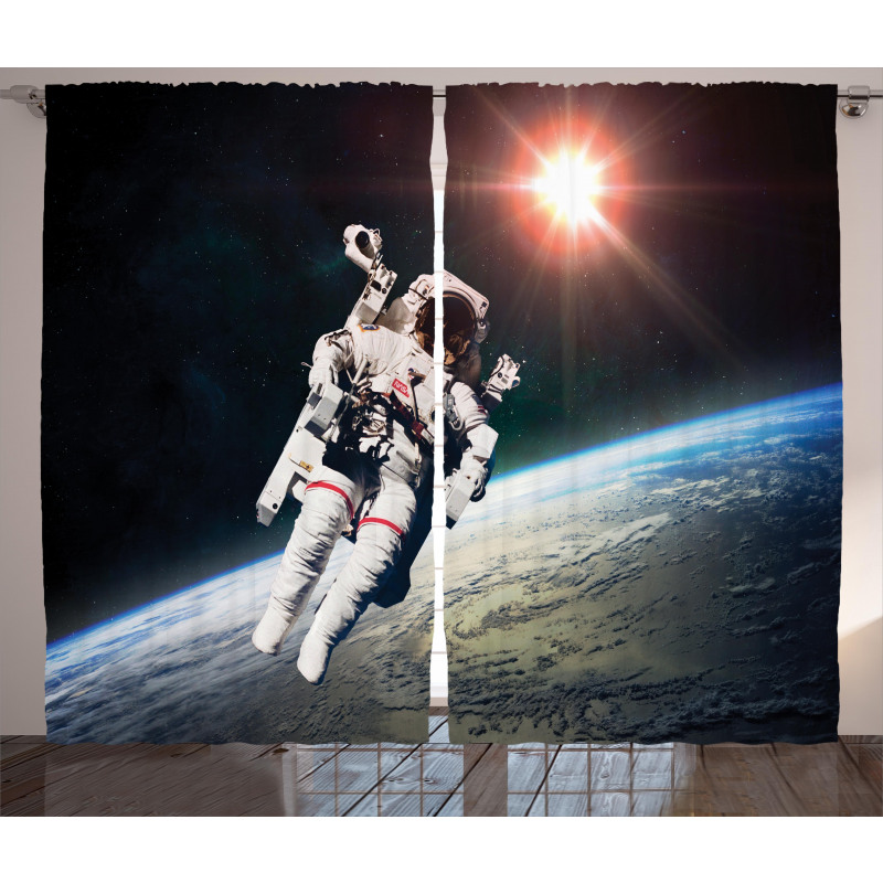 Astronaut with Sun Beams Curtain