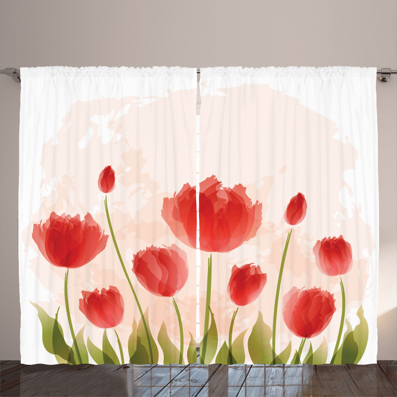 Romantic Tulip Blossoms Curtain