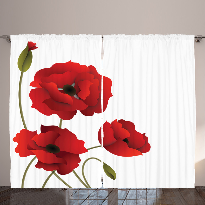 Flowers Petals and Buds Curtain