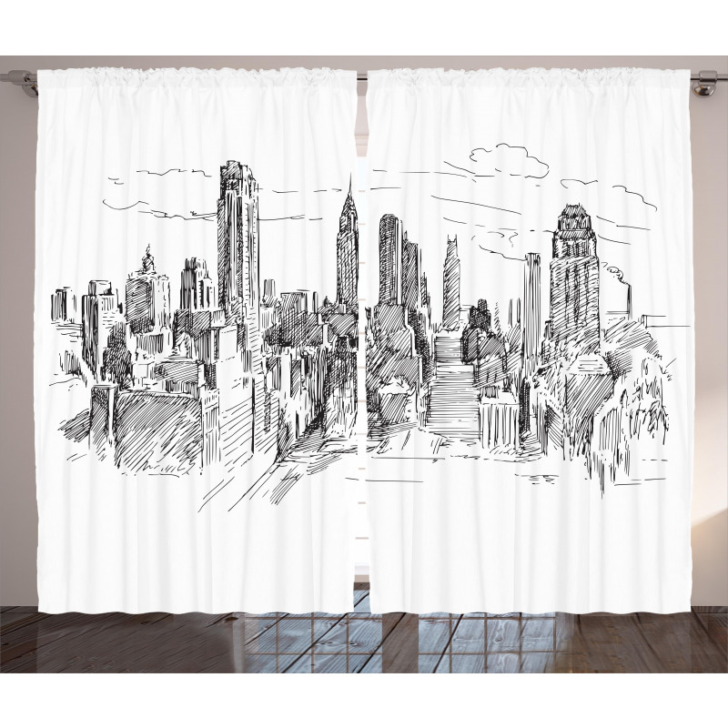 Sketchy NYC Cityscape Curtain