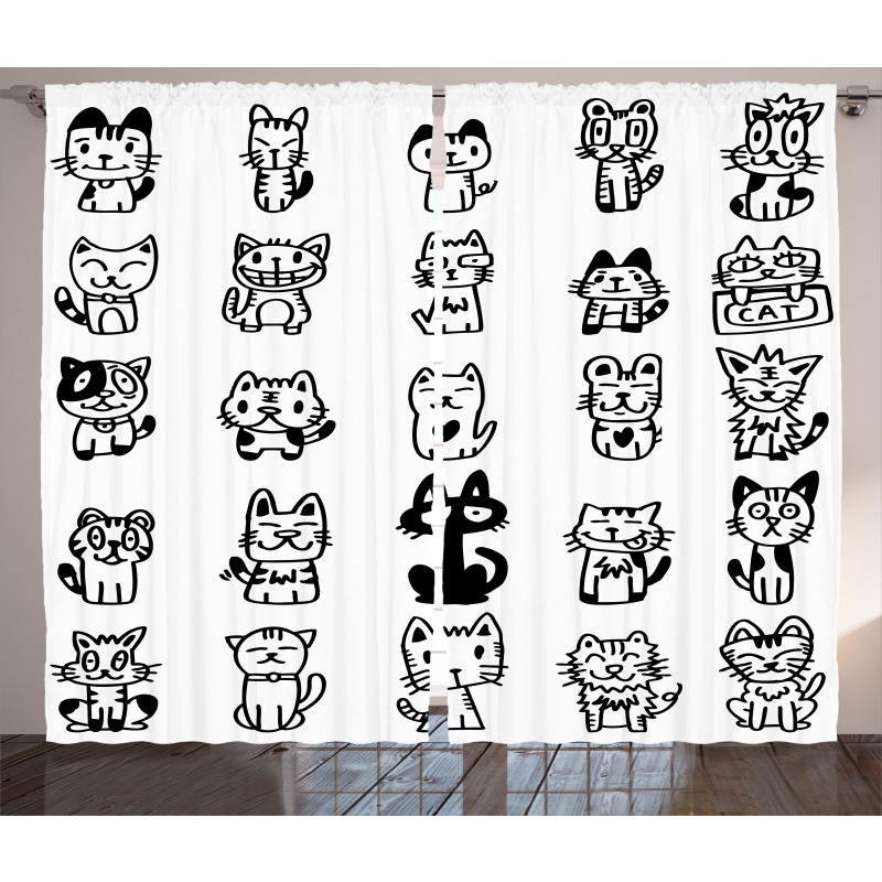 Cats with Happy Faces Curtain