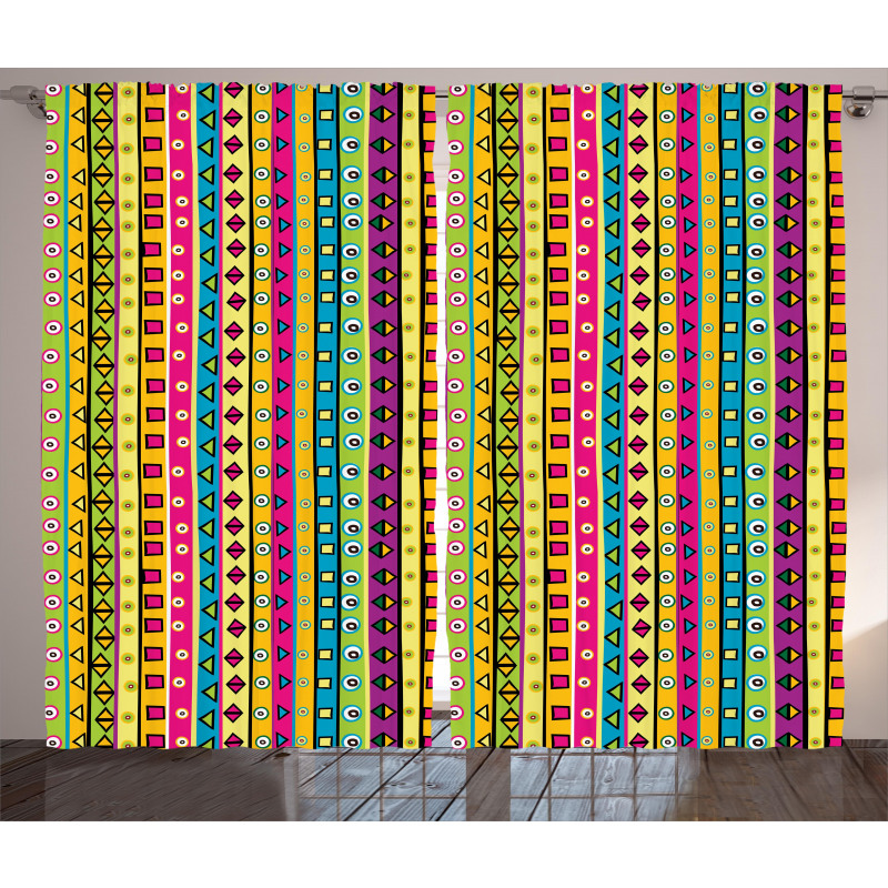 Colored Abstract Stripes Curtain