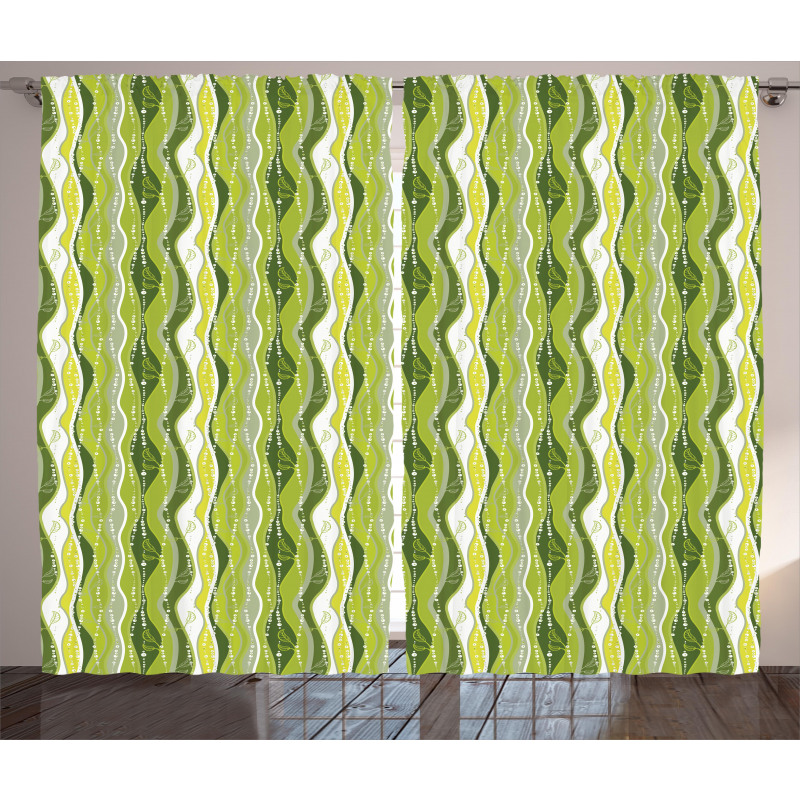 Digital Leaf Floral Lines Curtain