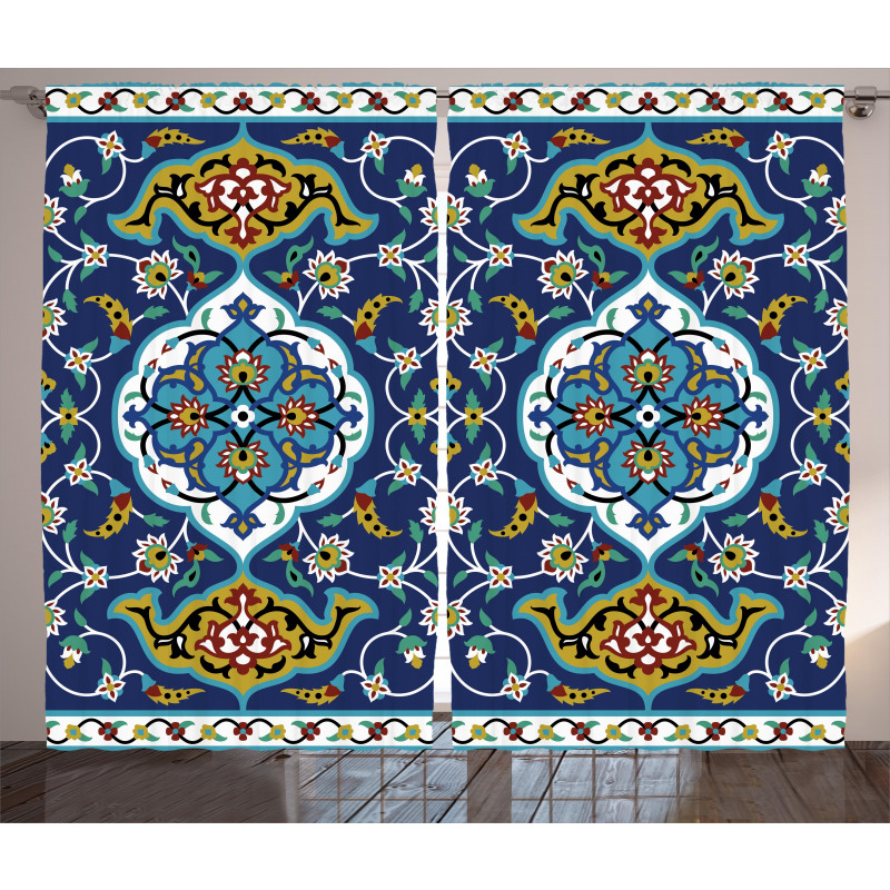 Oriental Tile Effects Curtain