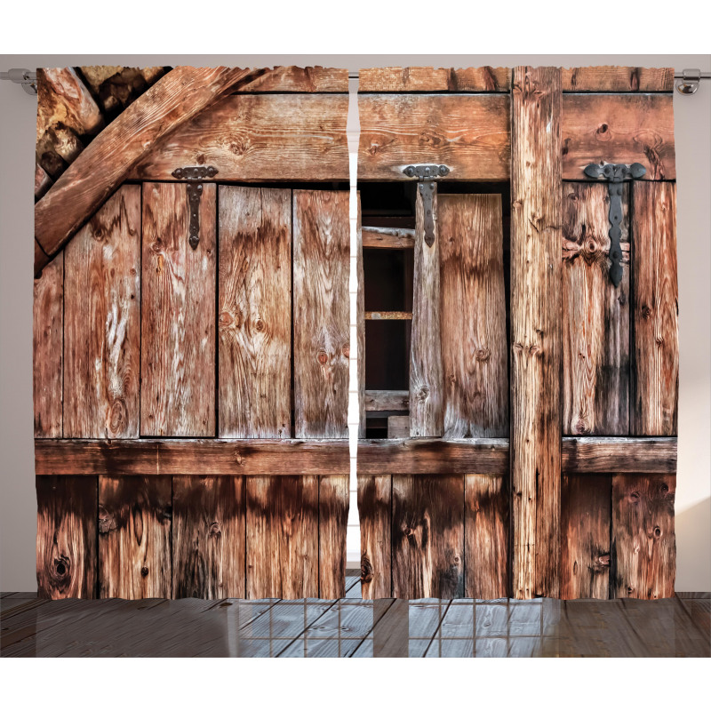 Oak Abandoned Barn Door Curtain
