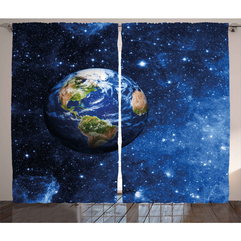 Planet Earth Solar System Curtain