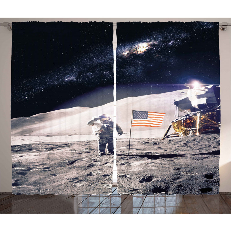 Astronaut on Moon Mission Curtain