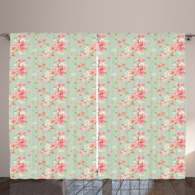 Retro Spring Blossoms Curtain