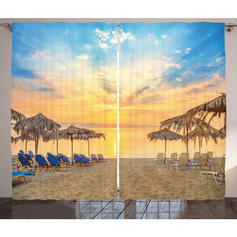 Sandy Beach with Sunrise Curtain