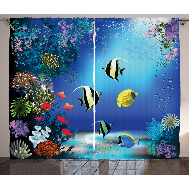 Ocean Coral Reefs Tropic Curtain