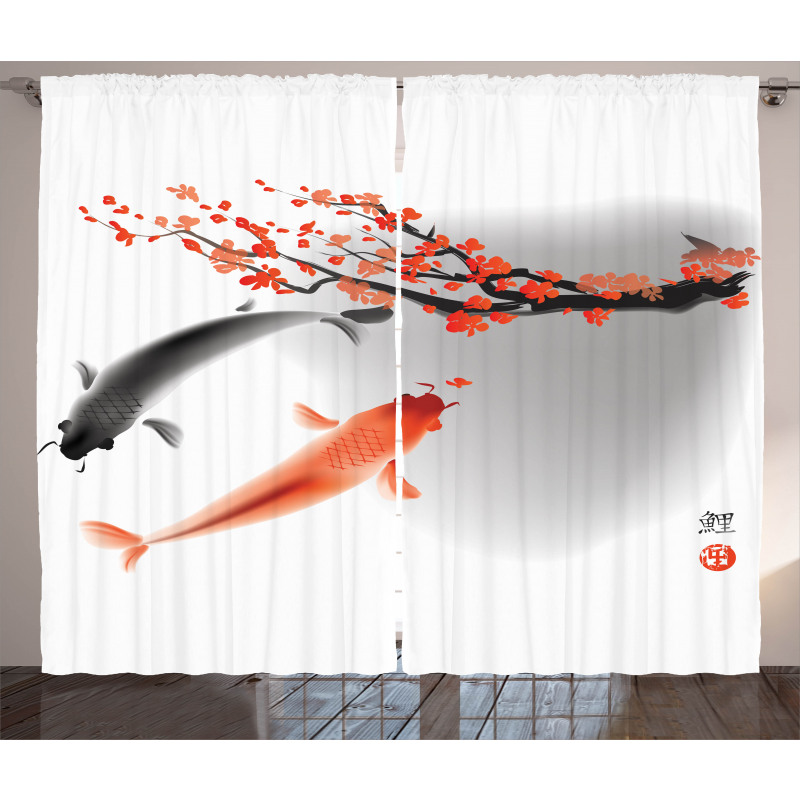 Koi Carp Fish Couple Curtain