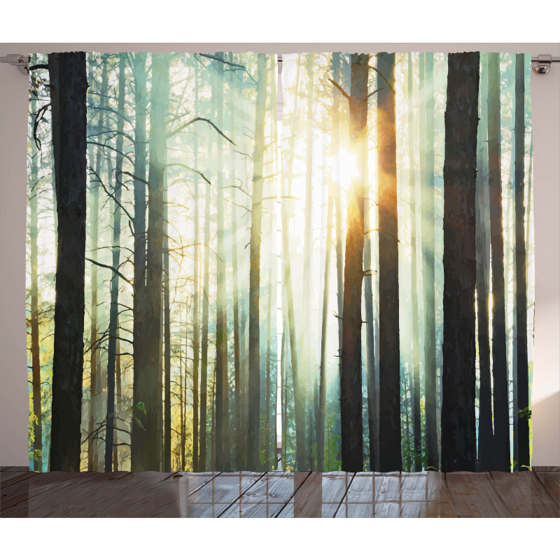 Fairy Foggy Forest Woods Curtain