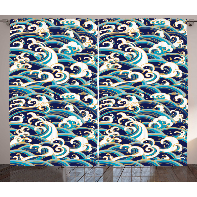 Ocean Waves Pattern Curtain