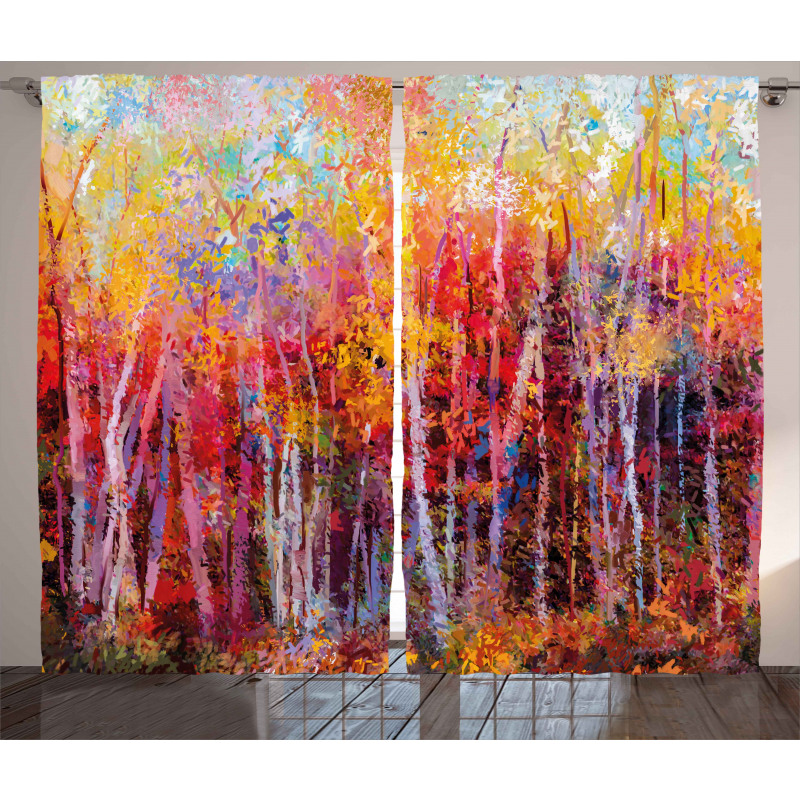 Autumn Forest Painting Curtain