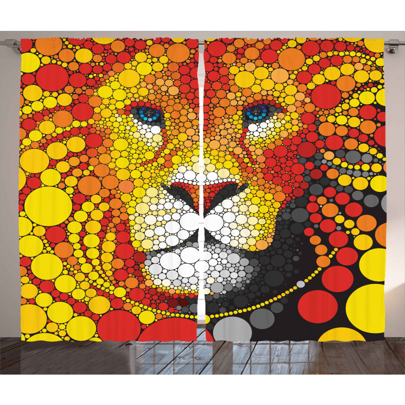 Abstract Lion in Wild Curtain