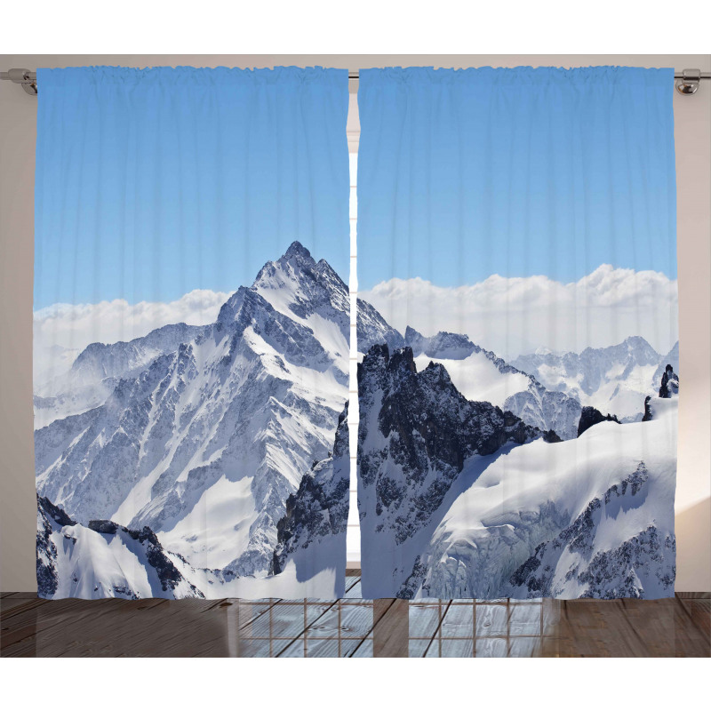 Snowy Mountain Peaks Curtain