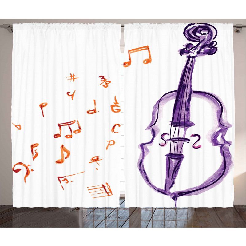 Musical Note Black Theme Curtain