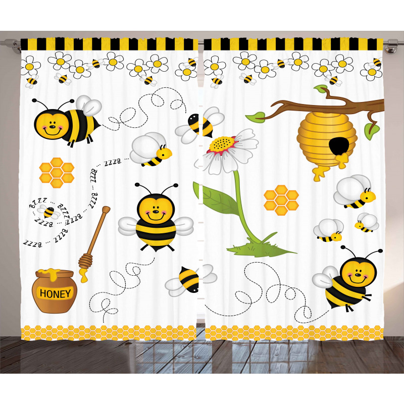 Bees Daisies Chamomile Curtain