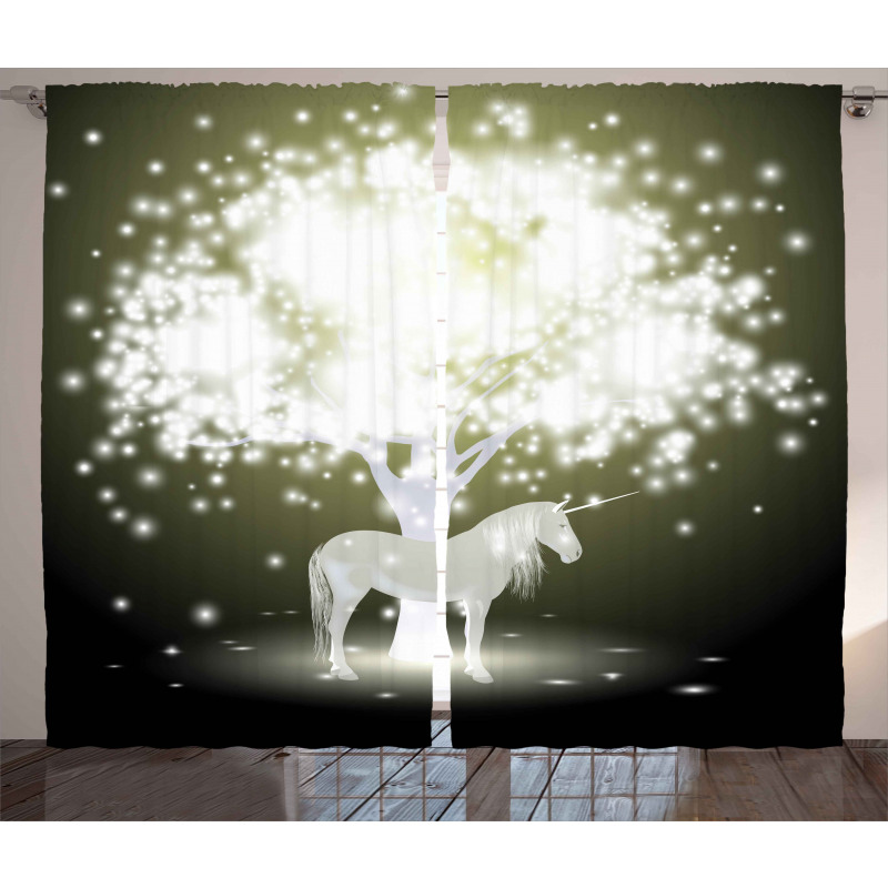 Unicorn Horse with Tree Curtain