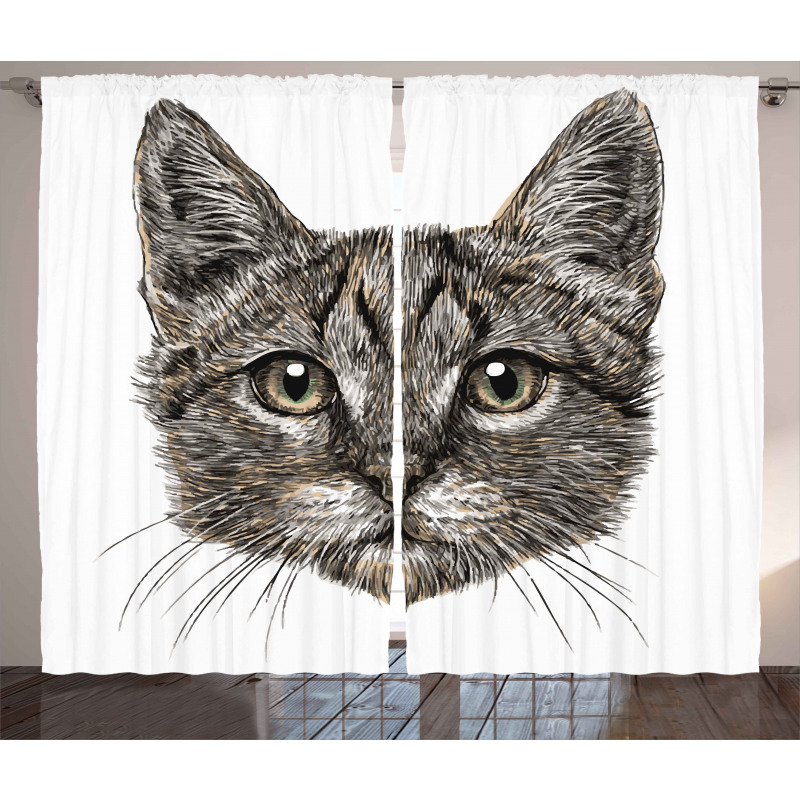 Sketchy Cat Head Curtain