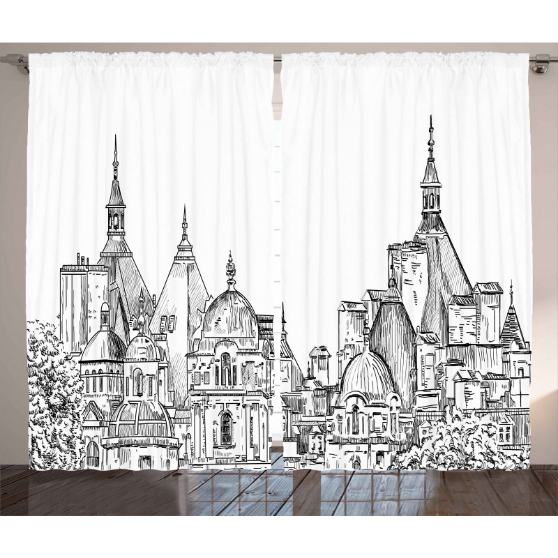 Sketchy Art Landmark Curtain