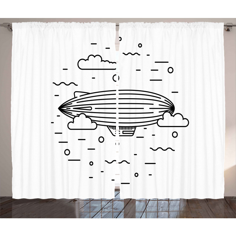 Clouds Balloons Sketch Curtain