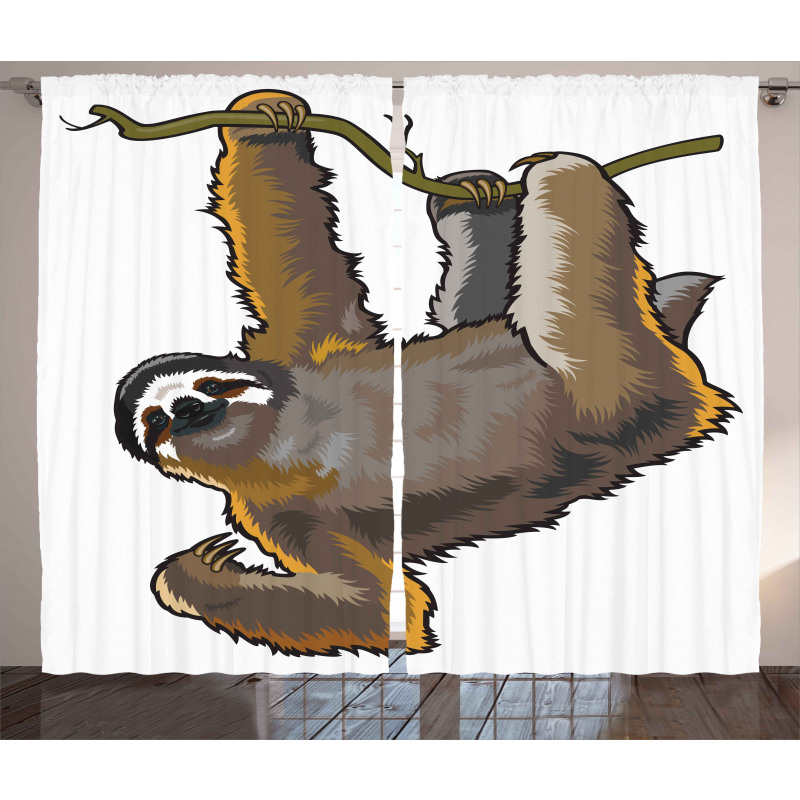 Lazy Sloth Bear Cartoon Curtain