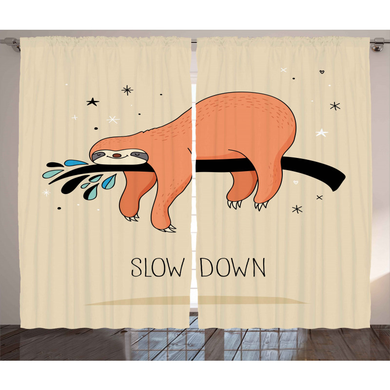 Sleepy Sloth Cartoon Curtain