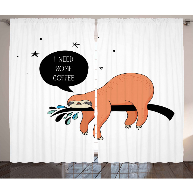 Shy Happy Cartoon Sloth Curtain