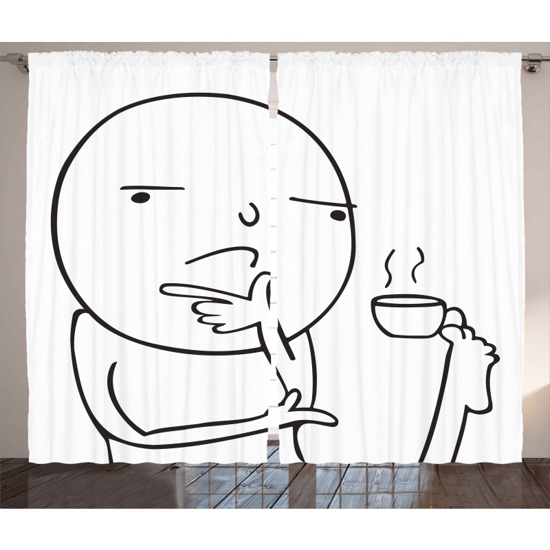 Thoughtful Meme Coffee Curtain