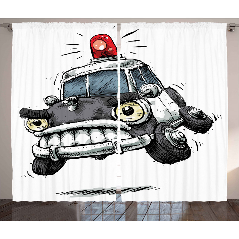 Police Car Art Image Curtain